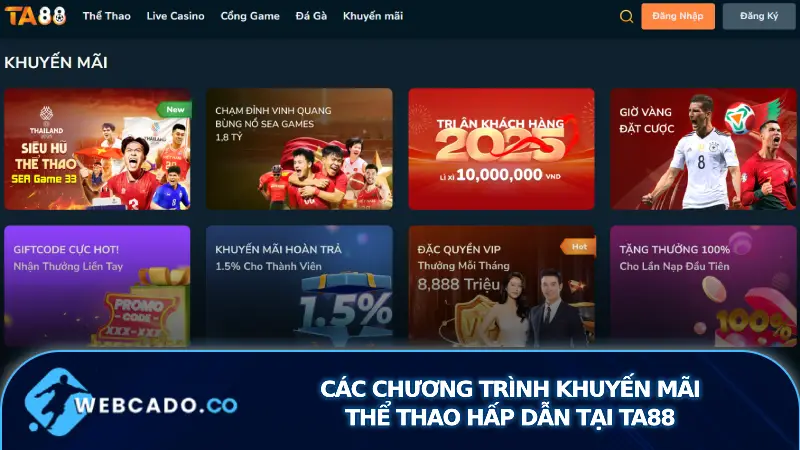 Các chương trình khuyến mãi thể thao hấp dẫn tại TA88