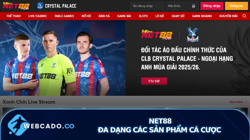 Net88 đa dạng các sản phẩm cá cược